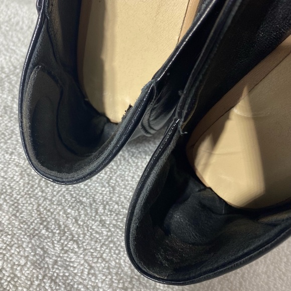 Black Faux Leather Round Toe Chunky Sole Slip On Pull On Loafers 9.5 - Picture 9 of 14